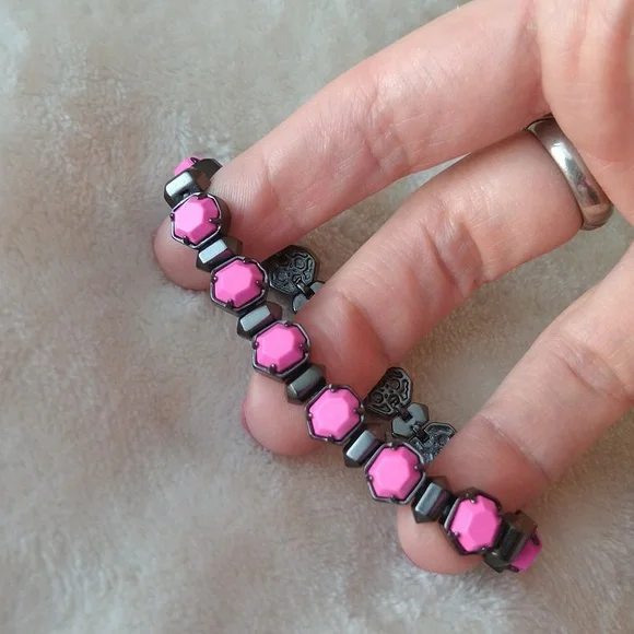 Kendra Scott Magenta and Gunmetal Tara Tennis Bracelet Custom Color Bar